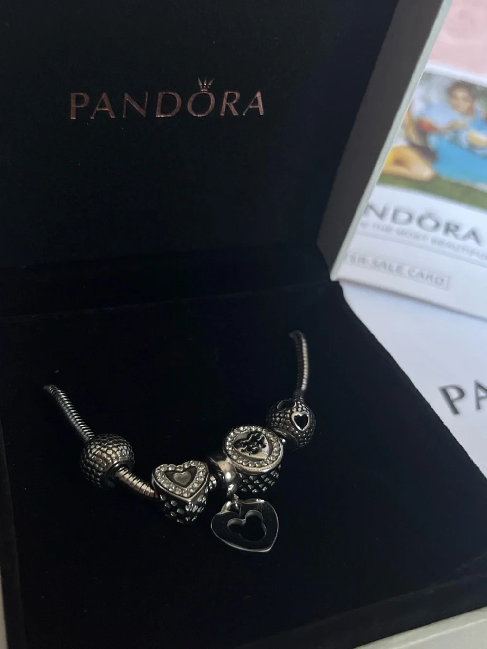 Pandora Silver Heart Charm Bracelet with Pavé Accents - Silver